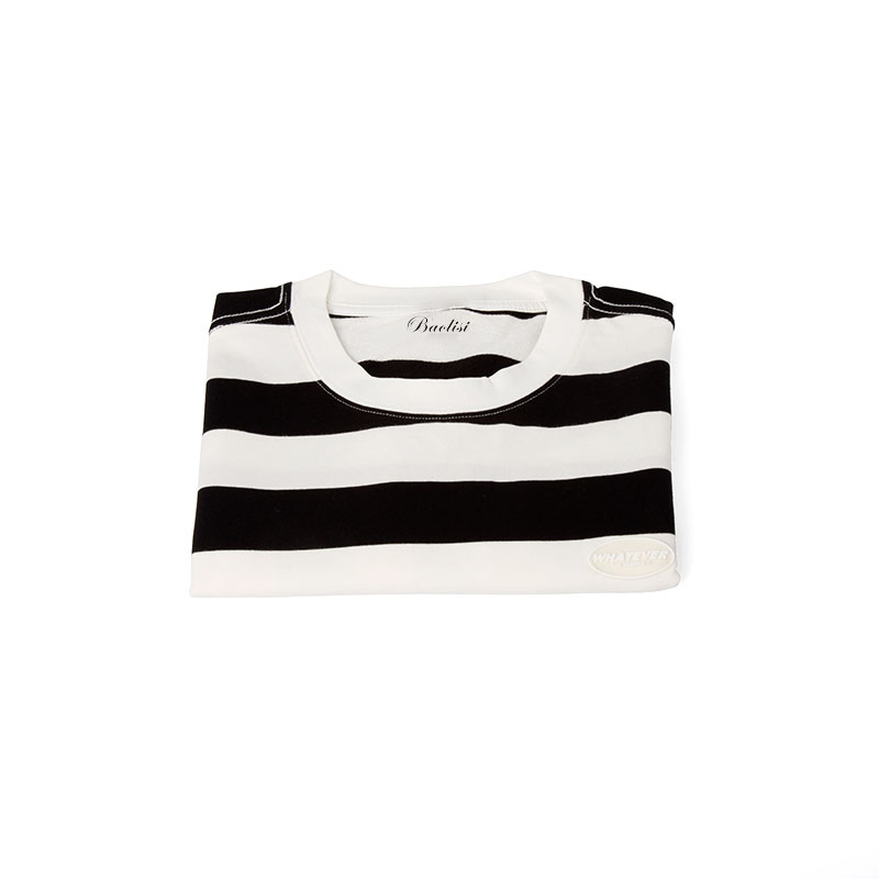 Black and white striped short T top for men